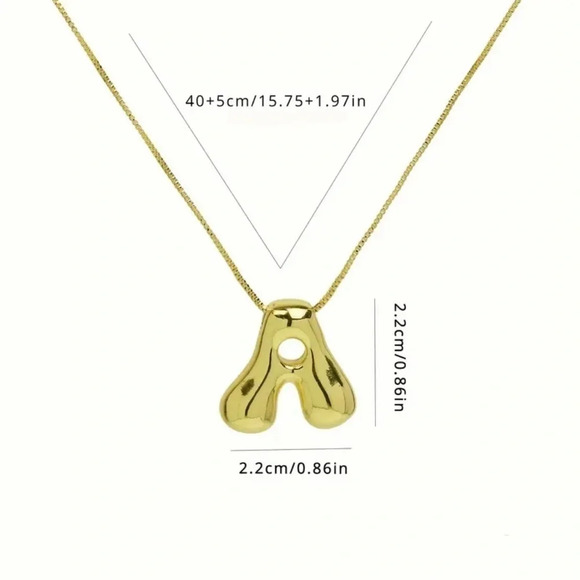 18K Gold Plated Bubble Letter Necklace - Picture 4 of 11